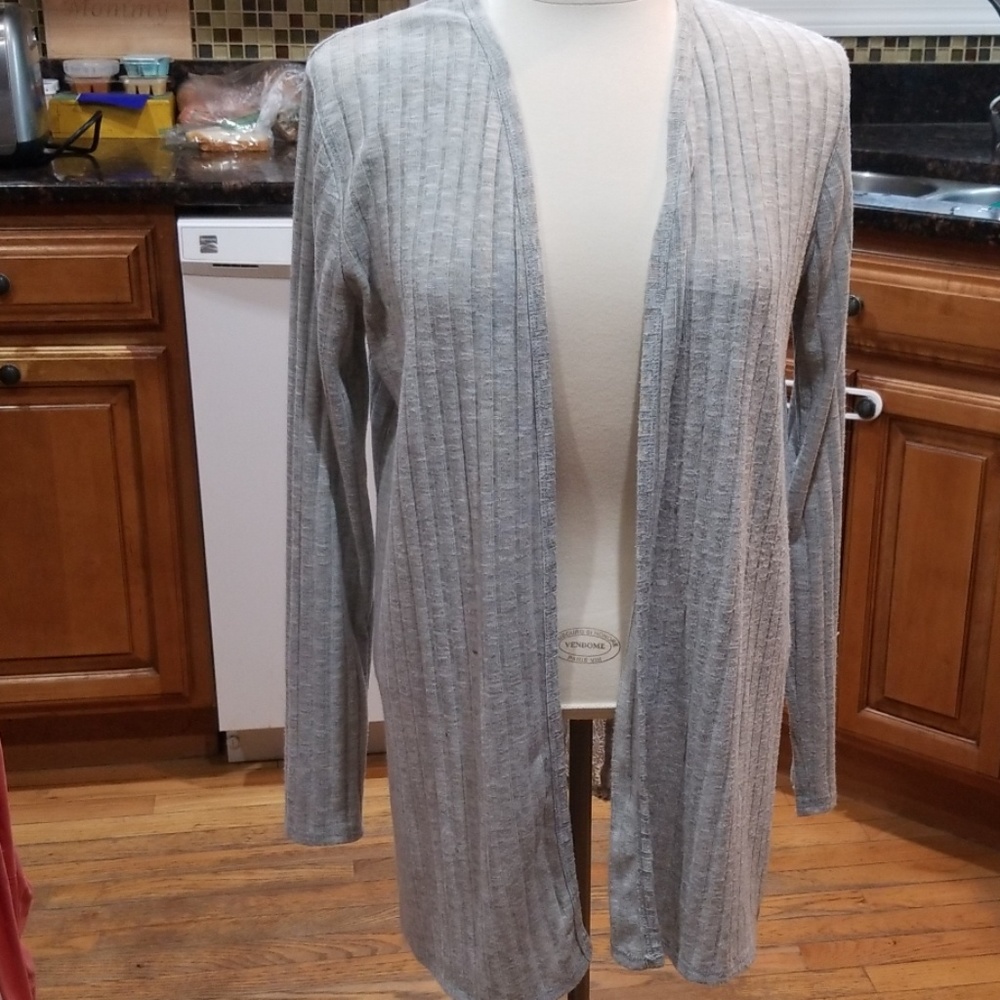 Gray sweater with white lace  large